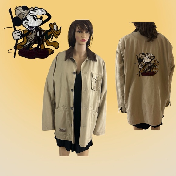 Mickey Mouse Walt Disney Utility  Cargo Tan Jacket Retro Large Reduced Price - Picture 1 of 16